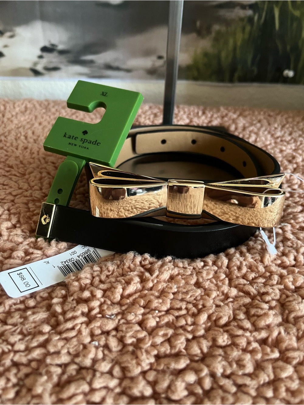 kate spade Black Belt with Gold Bow Buckle